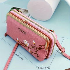 Flower Embroidered Clutch Wallet Portable Coin Purse Women's Bag
