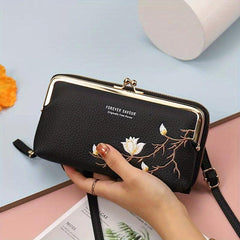 Flower Embroidered Clutch Wallet Portable Coin Purse Women's Bag