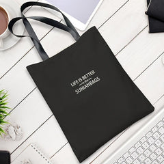 Letter Detail Canvas Tote Bags for Work & Shopping
