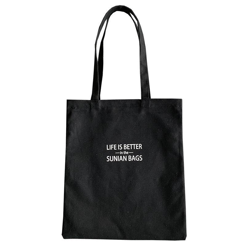 Letter Detail Canvas Tote Bags for Work & Shopping