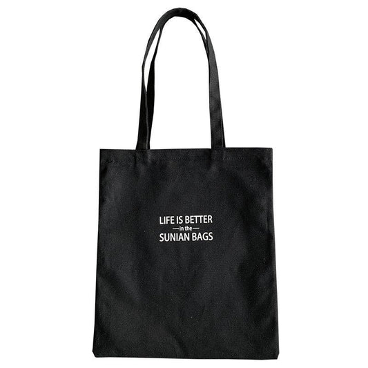 Letter Detail Canvas Tote Bags for Work & Shopping