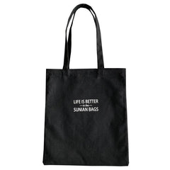 Letter Detail Canvas Tote Bags for Work & Shopping