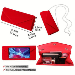 Velvet Envelope Clutch Evening Dinner Purse Formal Banquet Handbag