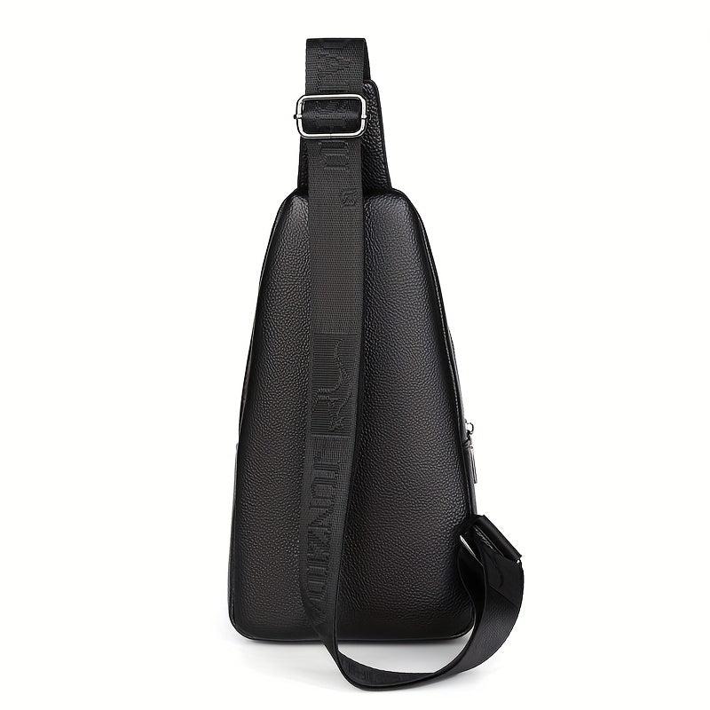 Men's Crossbody Bag with Earphone Hole Large Capacity Shoulder Bag