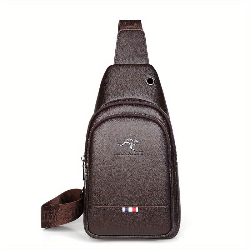 Men's Crossbody Bag with Earphone Hole Large Capacity Shoulder Bag