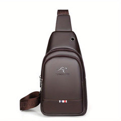 Men's Crossbody Bag with Earphone Hole Large Capacity Shoulder Bag