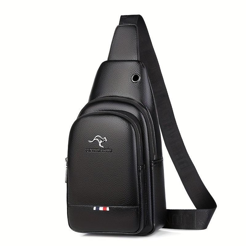 Men's Crossbody Bag with Earphone Hole Large Capacity Shoulder Bag