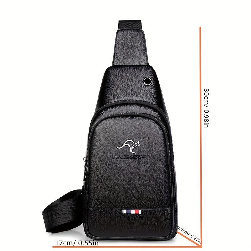 Men's Crossbody Bag with Earphone Hole Large Capacity Shoulder Bag