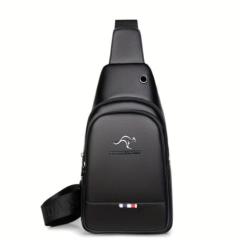Men's Crossbody Bag with Earphone Hole Large Capacity Shoulder Bag