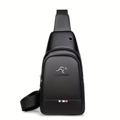 Men's Crossbody Bag with Earphone Hole Large Capacity Shoulder Bag