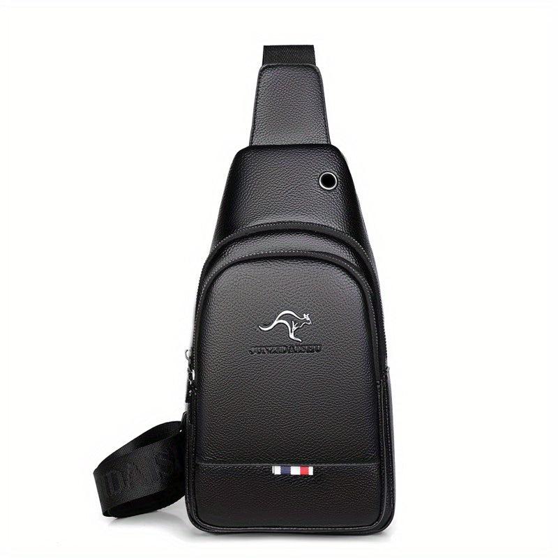 Men's Crossbody Bag with Earphone Hole Large Capacity Shoulder Bag
