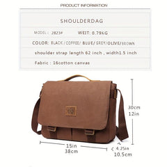 Men's Canvas Shoulder Bag with Leather Trim Casual Crossbody Tote