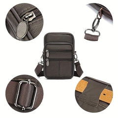 Men's Leather Crossbody Bag Shoulder Bag Mini Phone Bag For Travel Work