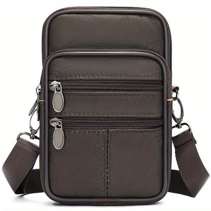 Men's Leather Crossbody Bag Shoulder Bag Mini Phone Bag For Travel Work