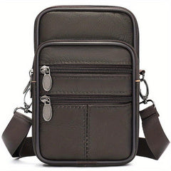 Men's Leather Crossbody Bag Shoulder Bag Mini Phone Bag For Travel Work