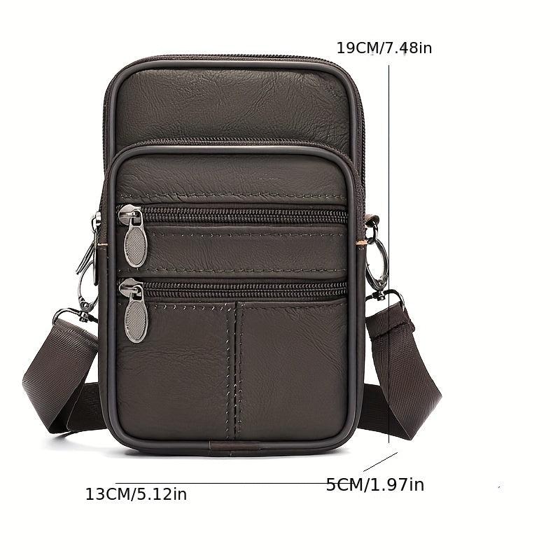 Men's Leather Crossbody Bag Shoulder Bag Mini Phone Bag For Travel Work
