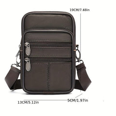 Men's Leather Crossbody Bag Shoulder Bag Mini Phone Bag For Travel Work
