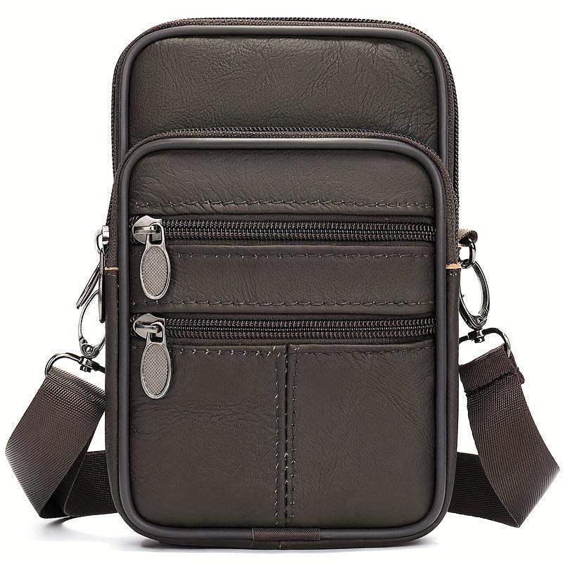 Men's Leather Crossbody Bag Shoulder Bag Mini Phone Bag For Travel Work