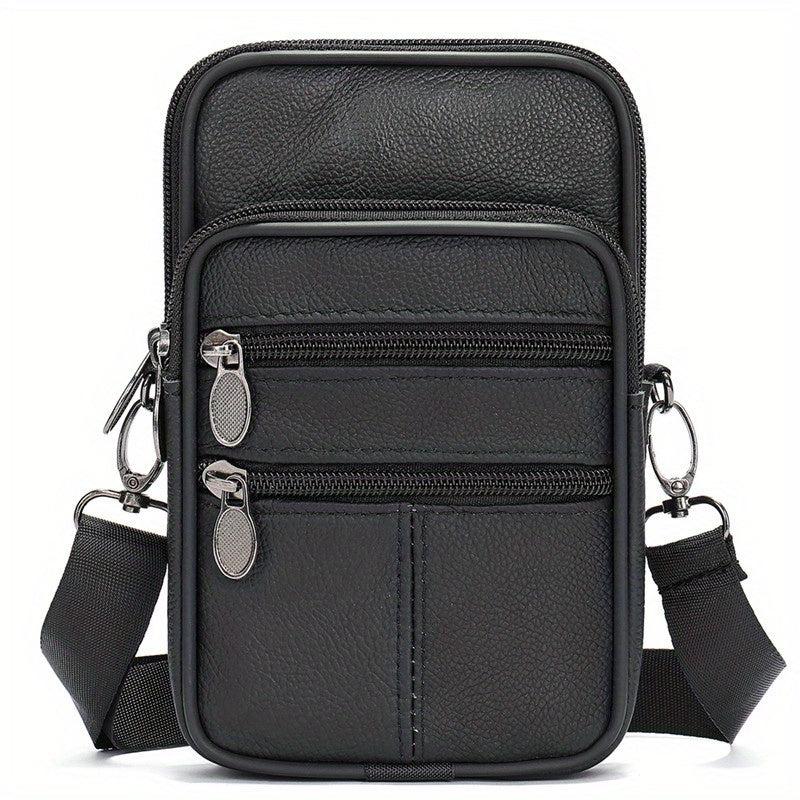 Men's Leather Crossbody Bag Shoulder Bag Mini Phone Bag For Travel Work