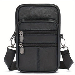 Men's Leather Crossbody Bag Shoulder Bag Mini Phone Bag For Travel Work