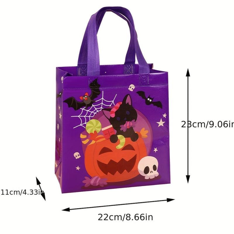 4 Pcs Halloween Pattern Storage Handbags Lightweight Candy Storage Bags