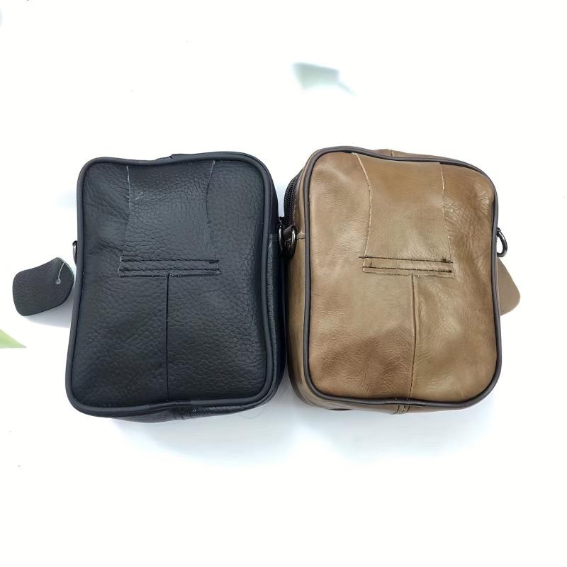 Men's Leather Shoulder Bag Small Vertical Satchel Waist Bag