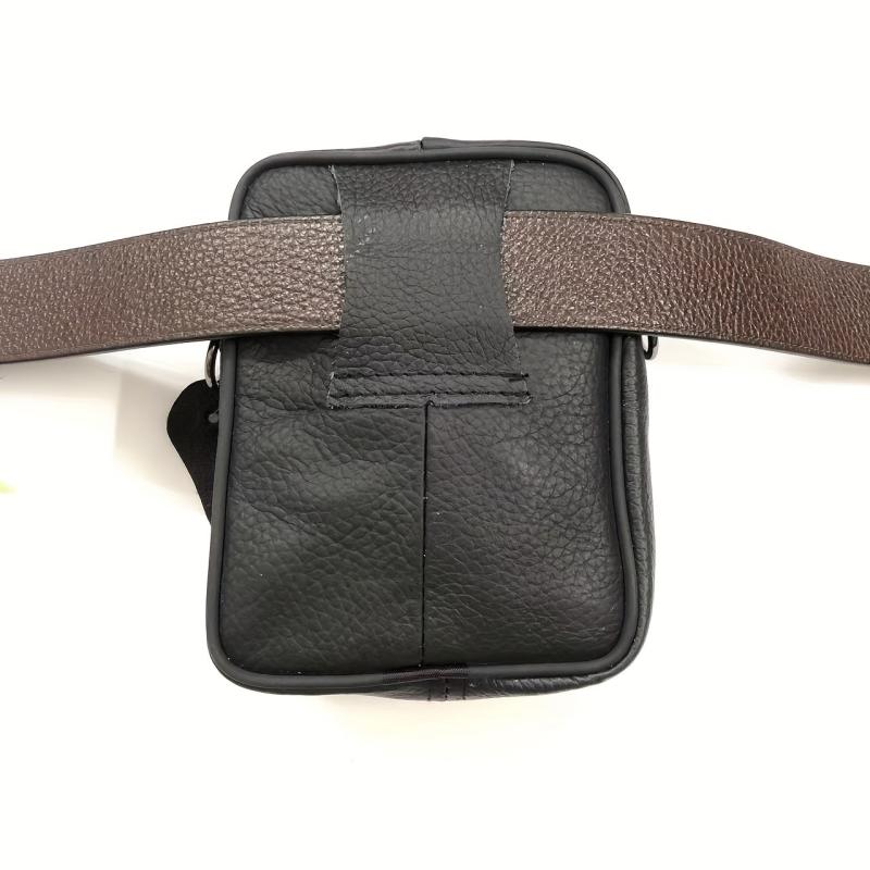 Men's Leather Shoulder Bag Small Vertical Satchel Waist Bag