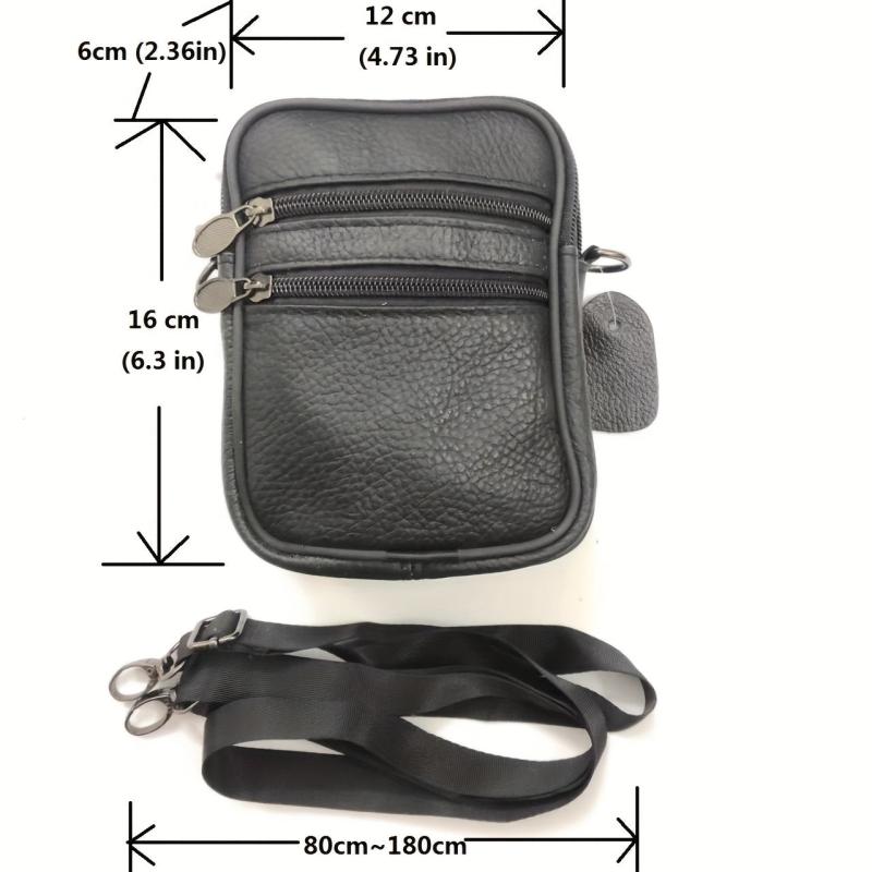 Men's Leather Shoulder Bag Small Vertical Satchel Waist Bag