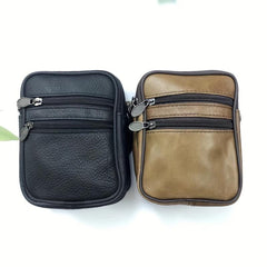 Men's Leather Shoulder Bag Small Vertical Satchel Waist Bag