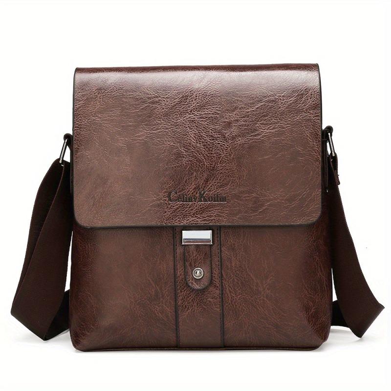 Men's Casual PU Leather Shoulder Bag Business Crossbody Bag