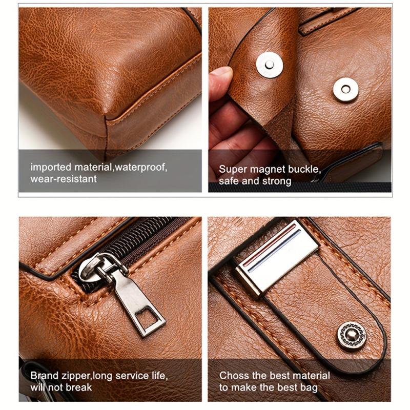 Men's Casual PU Leather Shoulder Bag Business Crossbody Bag