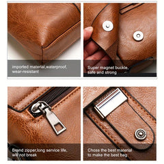 Men's Casual PU Leather Shoulder Bag Business Crossbody Bag