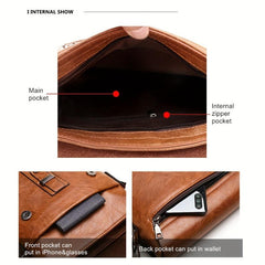 Men's Casual PU Leather Shoulder Bag Business Crossbody Bag