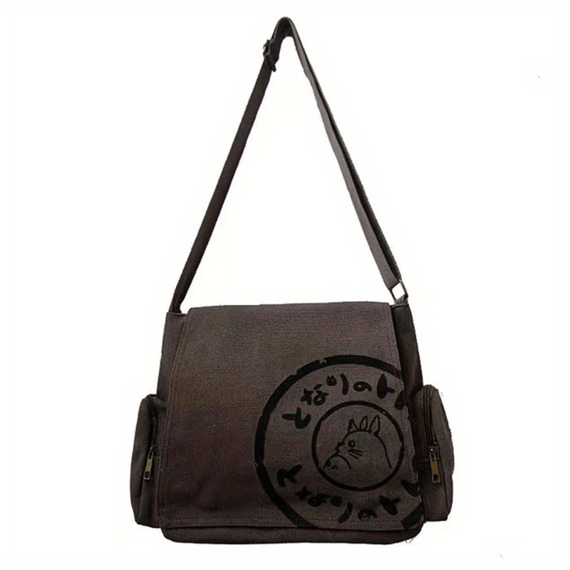 Men's Large Crossbody Bag Canvas Shoulder Bag Anime Character Pattern Messenger