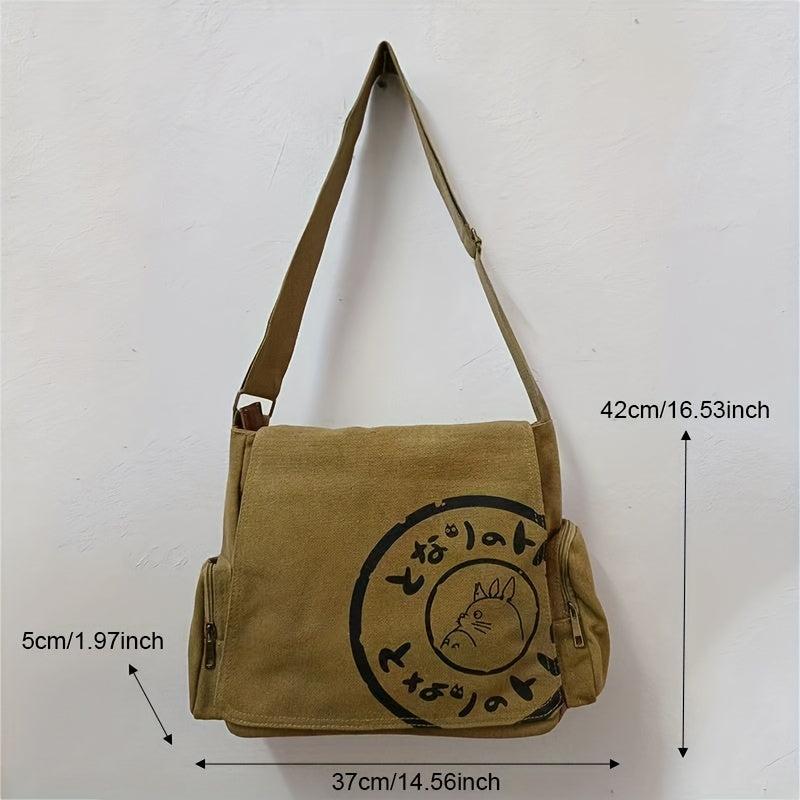 Men's Large Crossbody Bag Canvas Shoulder Bag Anime Character Pattern Messenger