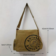 Men's Large Crossbody Bag Canvas Shoulder Bag Anime Character Pattern Messenger