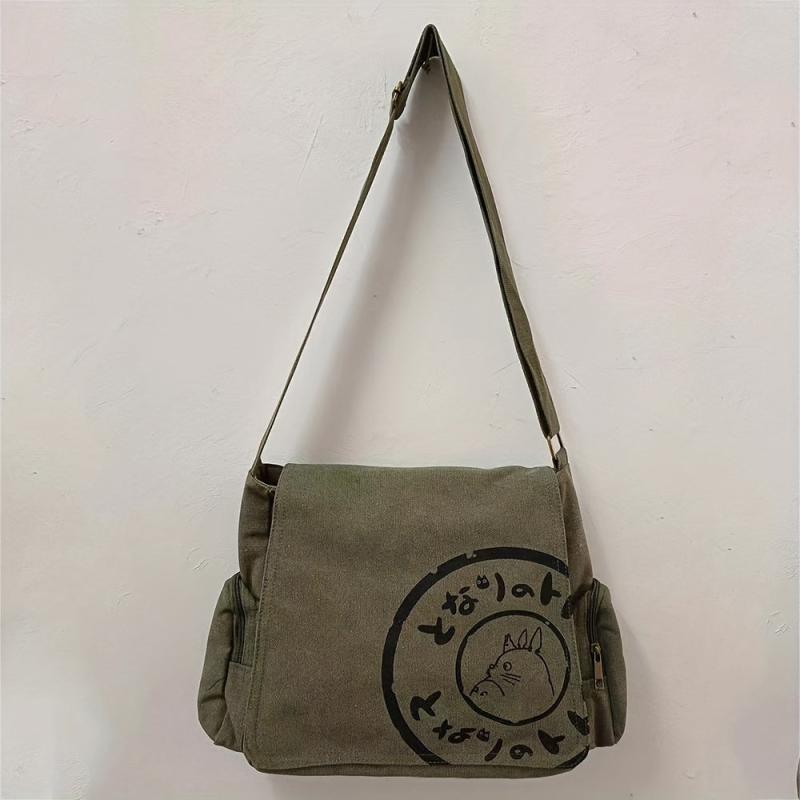 Men's Large Crossbody Bag Canvas Shoulder Bag Anime Character Pattern Messenger