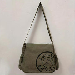 Men's Large Crossbody Bag Canvas Shoulder Bag Anime Character Pattern Messenger