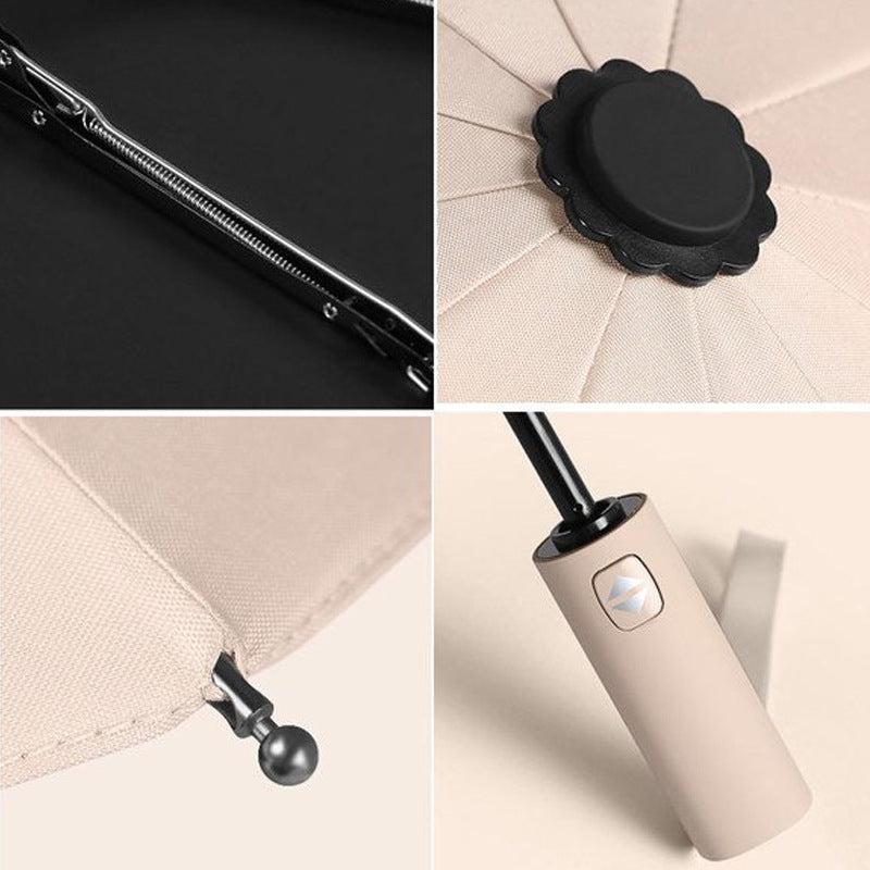 12 Ribs Strong Auto-Fold Umbrella Rain/Shine Use