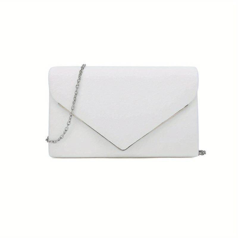 Metal Chain Clutch Chamois Flap Purse Evening Bag