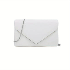 Metal Chain Clutch Chamois Flap Purse Evening Bag