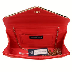 Metal Chain Clutch Chamois Flap Purse Evening Bag