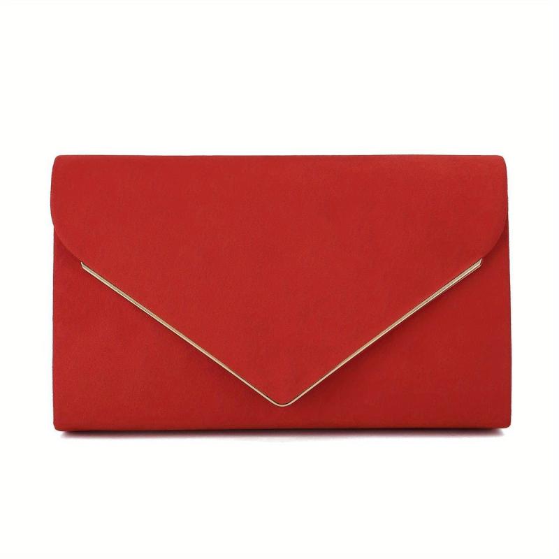 Metal Chain Clutch Chamois Flap Purse Evening Bag