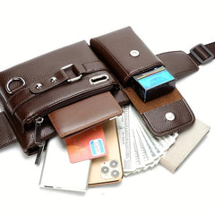 Multifunctional Leather Fanny Pack Waist Bag for Men and Women