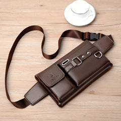 Multifunctional Leather Fanny Pack Waist Bag for Men and Women