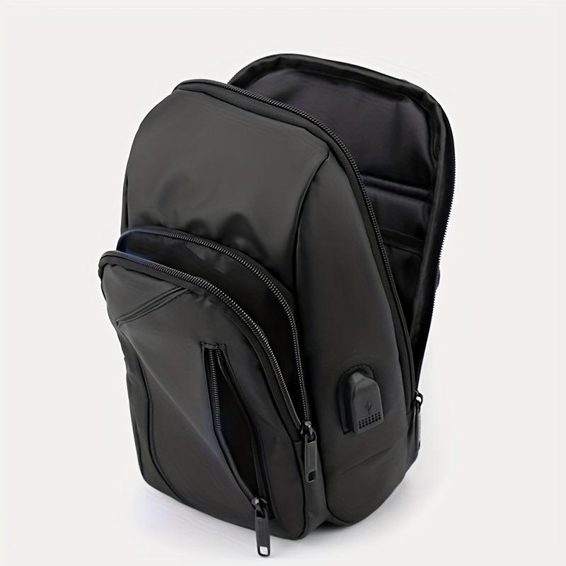 Men's Diagonal Shoulder Bag USB Charging Port Chest Bag