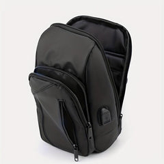 Men's Diagonal Shoulder Bag USB Charging Port Chest Bag