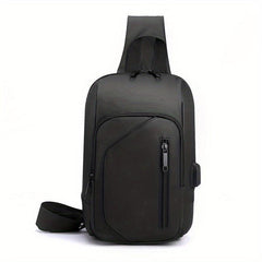 Men's Diagonal Shoulder Bag USB Charging Port Chest Bag