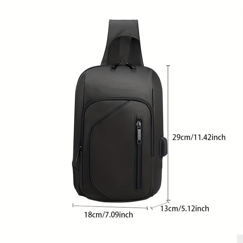 Men's Diagonal Shoulder Bag USB Charging Port Chest Bag