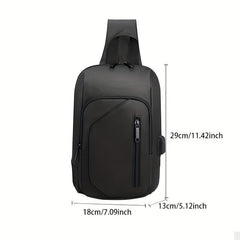 Men's Diagonal Shoulder Bag USB Charging Port Chest Bag